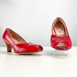 Vintage 50's Peeptoe Enna Jettick Red Heels Size 7